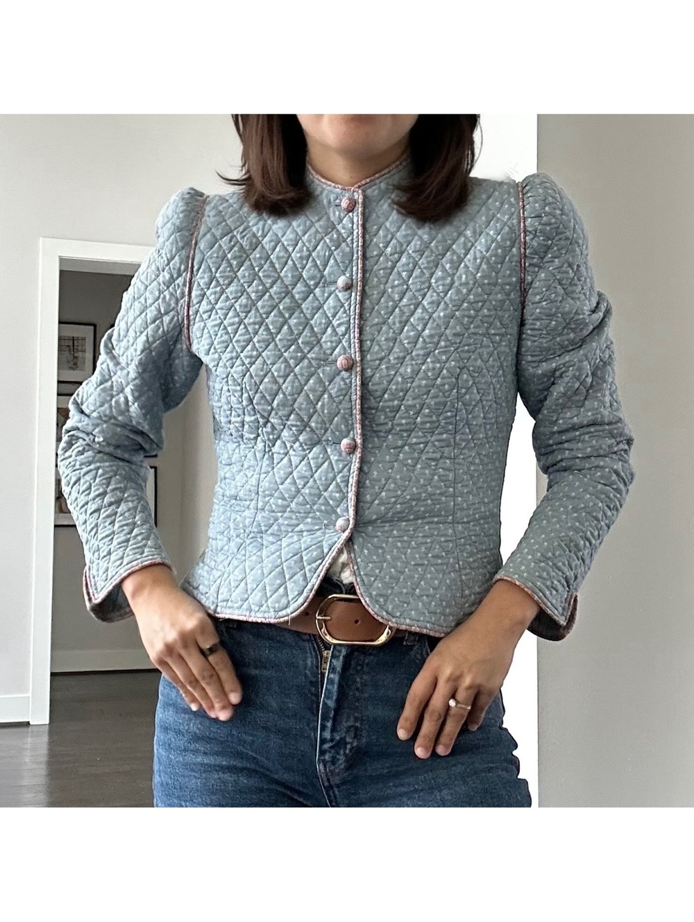 VTG 80s Vera Bradley Indiana Quilted Crop Jacket size Large